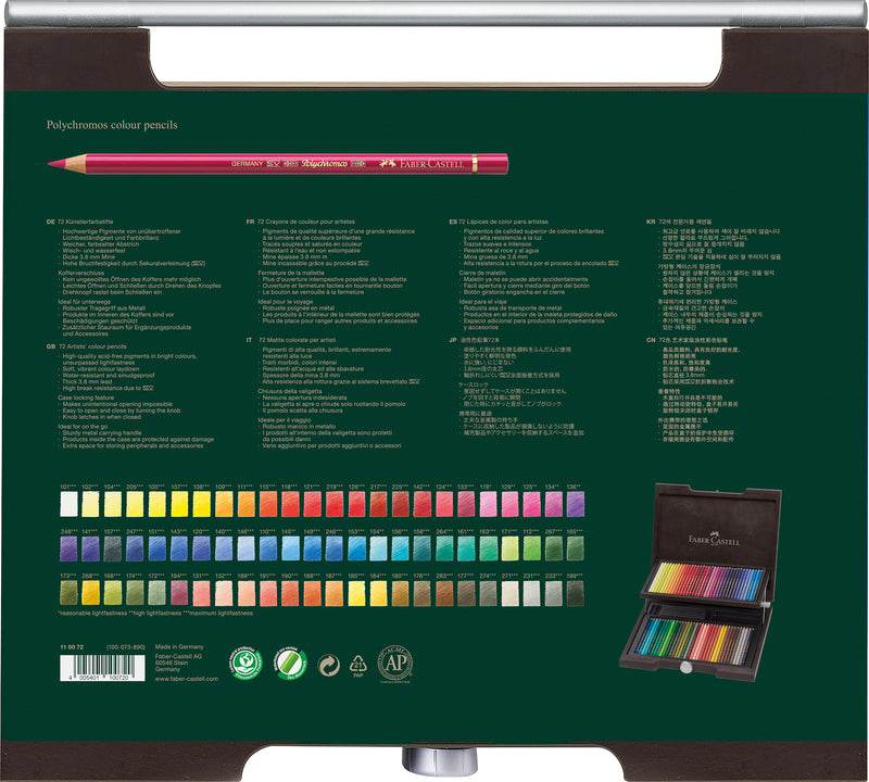 Faber-Castell, Buntstift, Polychromos, 72 Stifte Hozkoffer