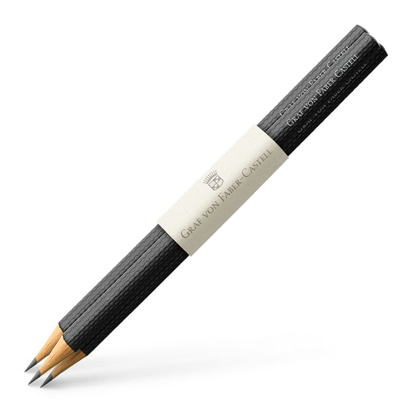 Graf von Faber-Castell, 3x Bleistift, Guilloche, Schwarz
