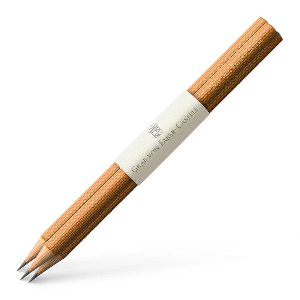 Graf von Faber-Castell, 3x Bleistift, Guilloche, Cognac Brown
