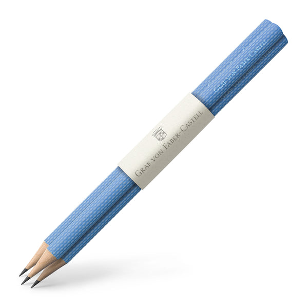 Graf von Faber-Castell, 3x Bleistift, Guilloche, Gulf Blue