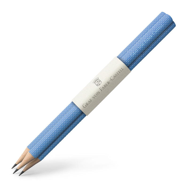 Graf von Faber-Castell, 3x Bleistift, Guilloche, Gulf Blue