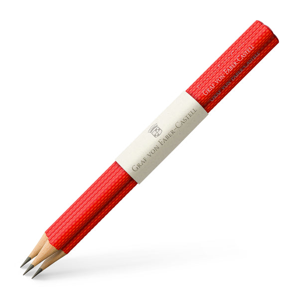 Graf von Faber-Castell, 3x Bleistift, Guilloche, India Red