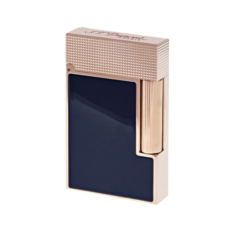 S.T. Dupont, Feuerzeug, Ligne 2 microdiamond head rose gold and blue lacquer lighter