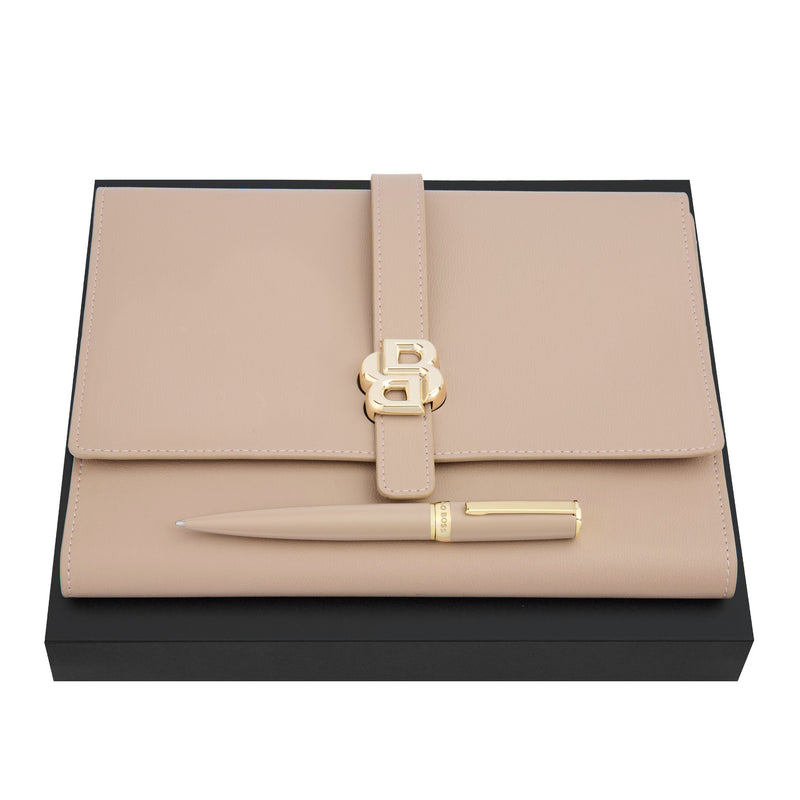 HUGO BOSS, Schreibseite, Double B, nude / gold