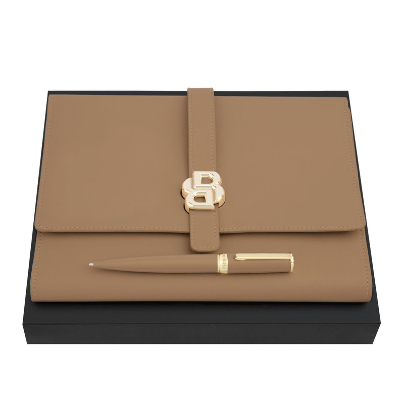HUGO BOSS, Schreibset, Double B, camel / gold