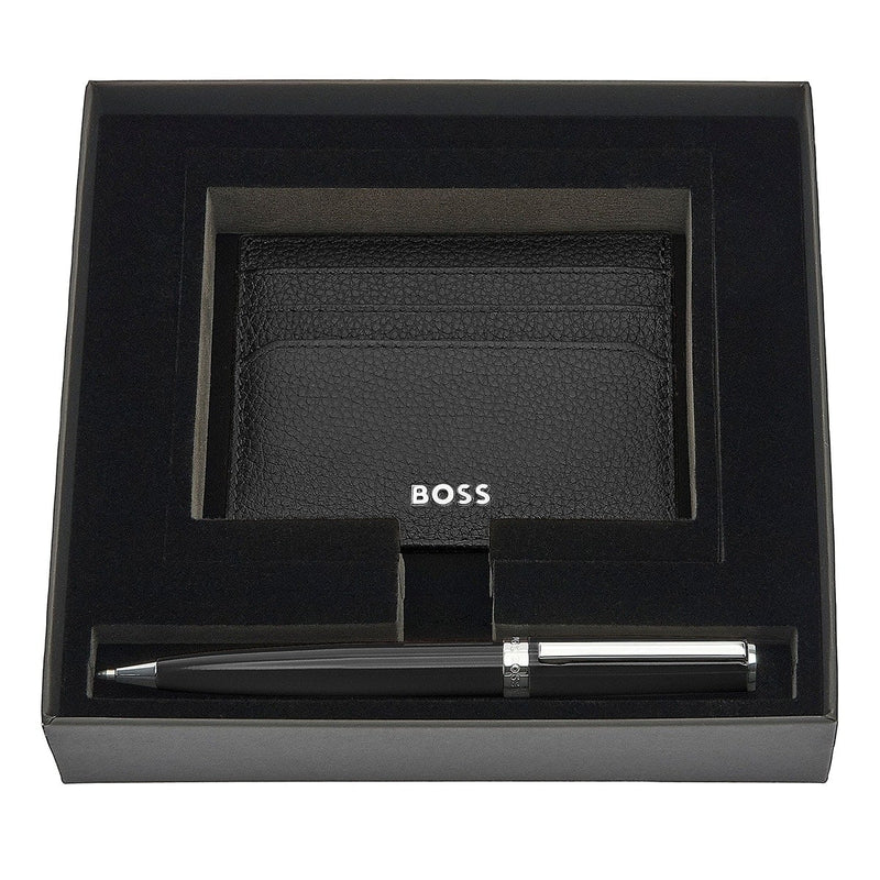HUGO BOSS Set HLC416A+HSN2544A (kugelschreiber & visitenkartenetui) Gear Icon, Classic Grained, Black - 4