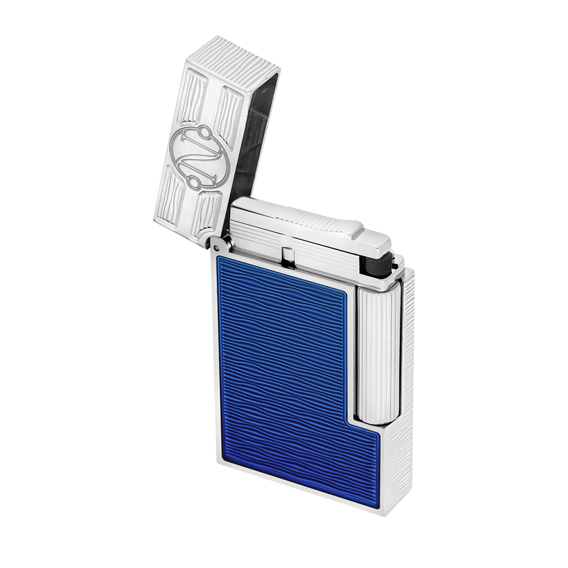 S.T. Dupont, Ligne 2, lackiertes Feuerzeug, 20'000 Meilen unter dem Meer, blau gulf stream