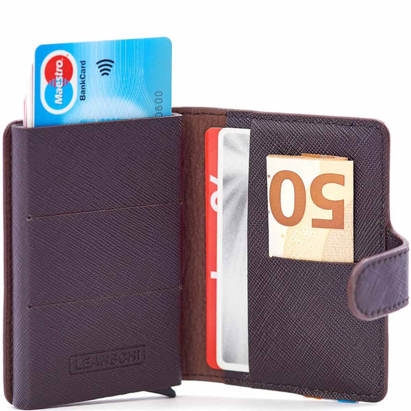 Leanschi, Kartenhalter mit Alu-Gehäuse, Kreditkartenhalter, braun-1