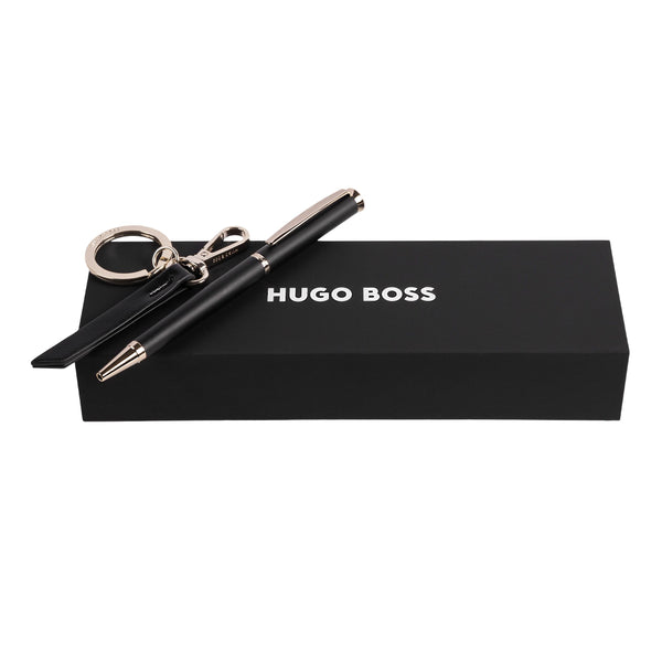 HUGO BOSS, Set Kugelschreiber & Schlüsselring, Schwarz Gold